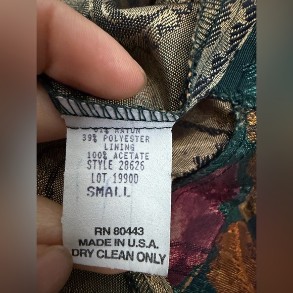 San Moire Dark Green and Floral Blazer size M - Picture 4 of 6